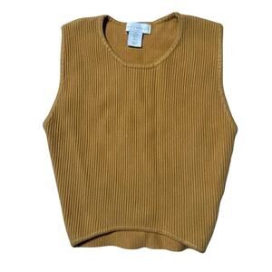House of Harlow 1960 Ribbed Crew Neck Cropped Sweater Tank Top Brown Size S